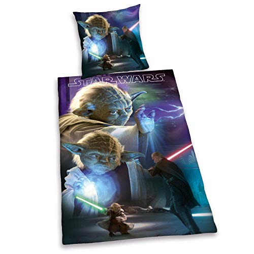 Star Wars - Juego de cama (155 x 220 cm), dise&ntilde;o de Lucas Jedi Yoda Lucas