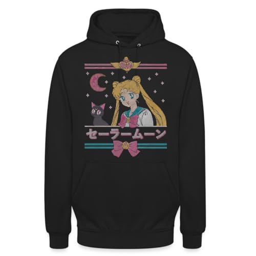 Sailor Moon - Sudadera con capucha para Navidad, Negro , XL