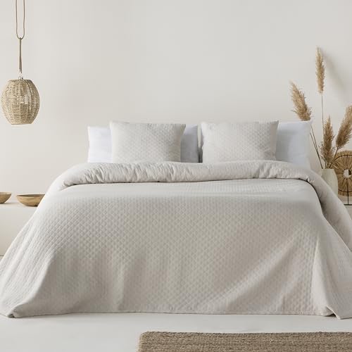 GAMUSI Colcha Cama 150 cm Ligera Entretiempo Primavera Verano Lisa Jacquard algod&oacute;n Transpirable,...