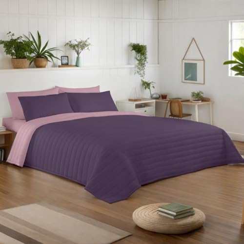 NATURALS - Colcha Bouti Reversible Bicolor | Cama 90/105 (180x260 cm) | Microfibra Extrasuave |...