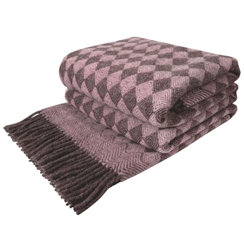 LYHome Manta Lana 100% - Plaid de Lana de Oveja para Sofa Cama, Colcha Cubre Decorativa, Mantas...