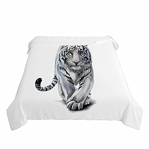 Surwin Colcha de Verano Reversible con Estampado de Tigre 3D, Edred&oacute;n Cubrecama Rellenos de...