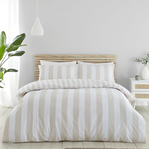 Catherine Lansfield Cove Stripe - Juego de Funda de edred&oacute;n Reversible con Fundas de Almohada,...