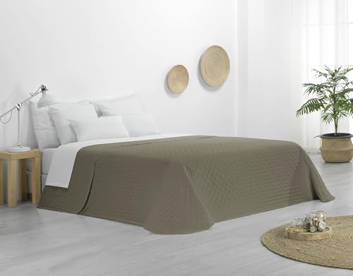 Donegal Collections Colcha de Verano Cama 150-250x260 cm Reversible Kaki Kay - Colchas de Verano...