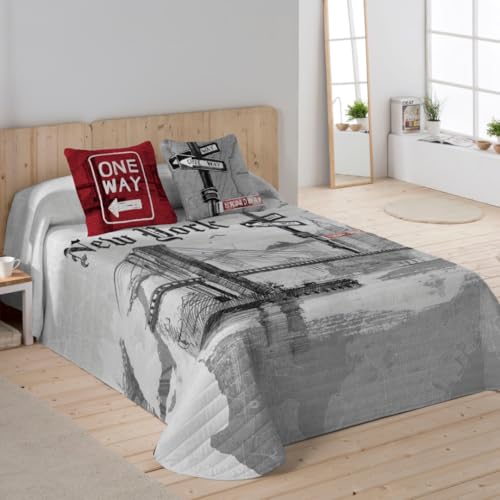 NATURALS - Colcha Bouti Estampada | Cama 135 (235x260 cm) | Microfibra Extrasuave | 1 Funda de...