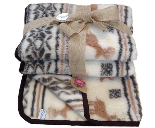 Sheep Dreams Manta de lana de oveja 100% lana virgen merino (marr&oacute;n alce, 100 cm x 200 cm)