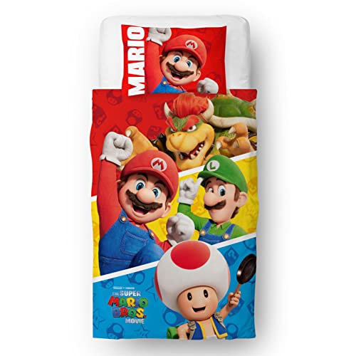 Character World Nintendo Super Mario Movie - Juego de Funda de edredón Oficial para niños...