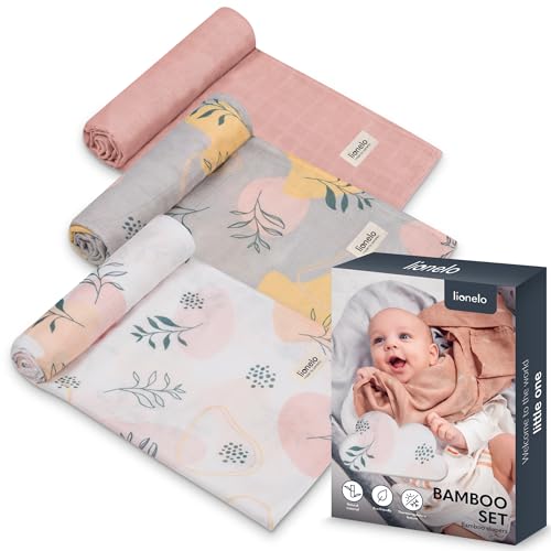 lionelo Bamboo Set 3 Piezas Mantas envolventes de beb&eacute; Naturales de algod&oacute;n de bamb&uacute; 70x70 Desde...