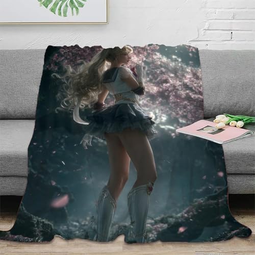 SHUNXIFQ Manta para Sof&aacute; De Franela,3D Sailor Moon Reversible Manta De Felpa Suave C&aacute;lidas Y...