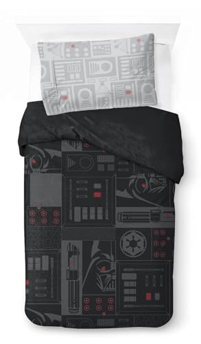 Jay Franco Star Wars Darth Vader - Juego de funda nórdica para cama individual, 100% algodón,...