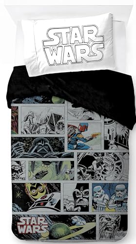 Jay Franco Star Wars Comic - Juego de funda nórdica para cama individual, 100% algodón, incluye...
