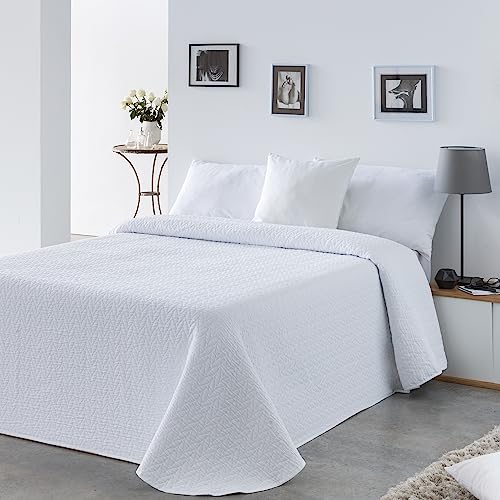 VIALMAN Colcha Bouti Lisa Alba 04 para Cama de Matrimonio 180 y 200 cm | Blanca | Tama&ntilde;o 270 x 270...