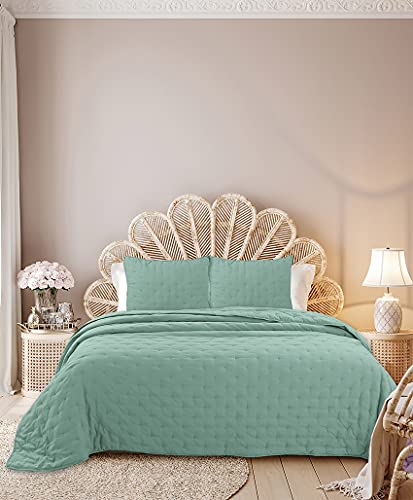 Autrefois - Colcha de piel de melocot&oacute;n (240 x 260 cm), Cubre Cama, color azul