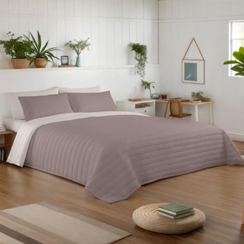 NATURALS - Colcha Bouti Reversible Bicolor | Cama 180 (270x260 cm) | Microfibra Extrasuave |...