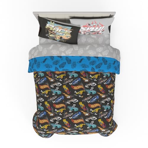 Franco Hot Wheels - Juego de edred&oacute;n y s&aacute;banas s&uacute;per Suaves para ni&ntilde;os con Funda, 7 Piezas,...