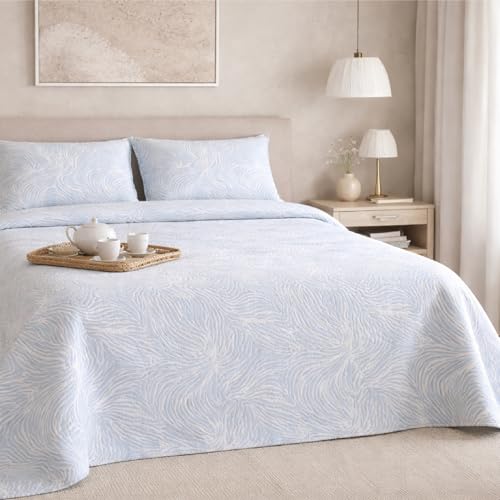 Victorio & Lucchino Colcha Bouti Jacquard (Cama 150cm, Chiara - Celeste)
