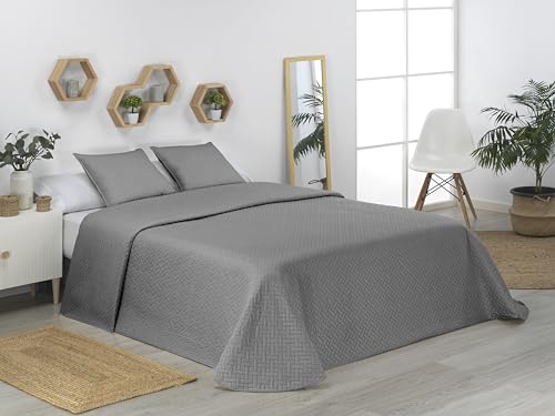 Donegal Collections - Colcha Bouti Lisa Acolchada y Reversible + 2 Cojines Cama 135/140 cm, Color...