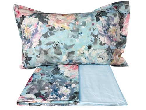 Mirabello - Juego de s&aacute;banas para cama de dos plazas de fino percal de algod&oacute;n, efecto colcha con...