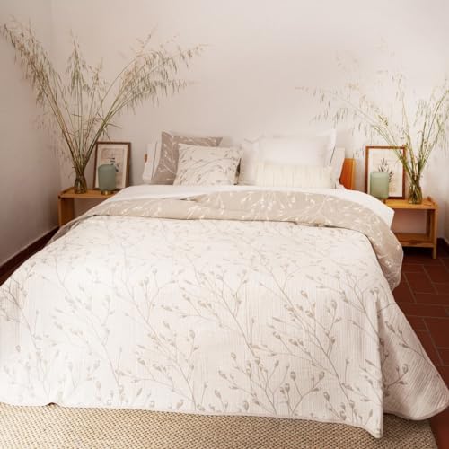 LA MALLORQUINA Colcha de Piqué - Malia (Cama 150 o 160cm - 250x260 cm - Crudo) | Colchas de Lujo y...