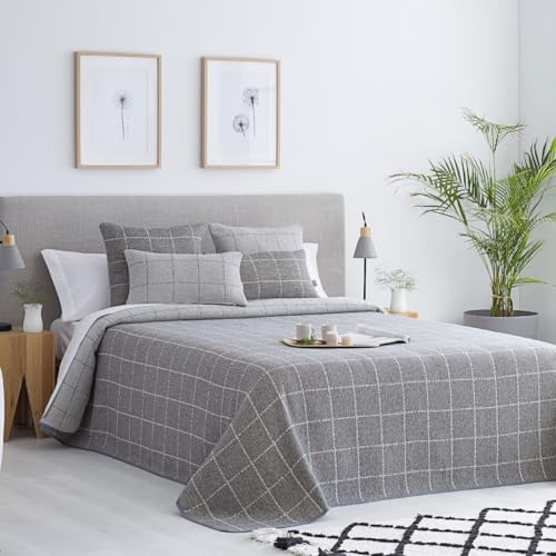 NAF NAF Colcha Reversible y Ligera Multiusos. Gris Perla 180x270 cm (Cama de 90 cm)
