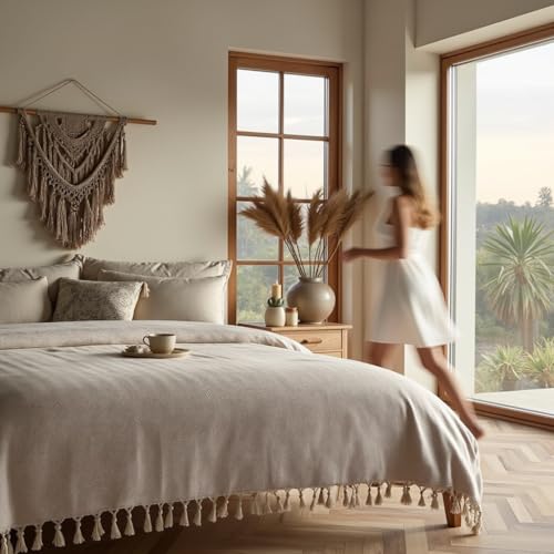 BOHORIA Colcha Premium Tulum de 200 x 230 cm XXL, 100 % algodón, extragrande, manta de algodón...