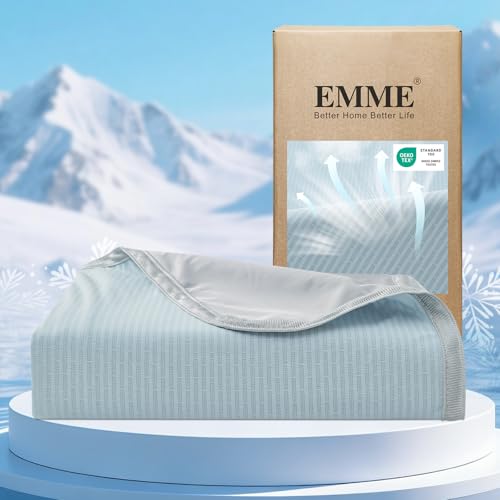 EMME Mantas refrescantes tama&ntilde;o Queen (90 x 90 pulgadas) para dormir con calor, manta de cama de...