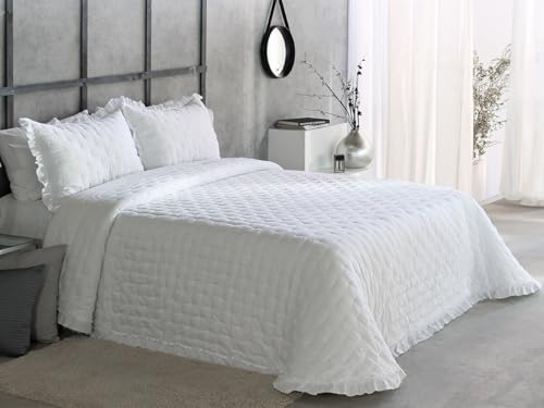 Colcha Myan Reig Mart&iacute; Primavera/Verano &ndash; Dise&ntilde;o Bordado con Volante &ndash; Microfibra Prewashed...