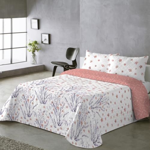 BOHEME Colcha Estampada Reversible Valeria Coral Cama 150 cm - 250x270 cm