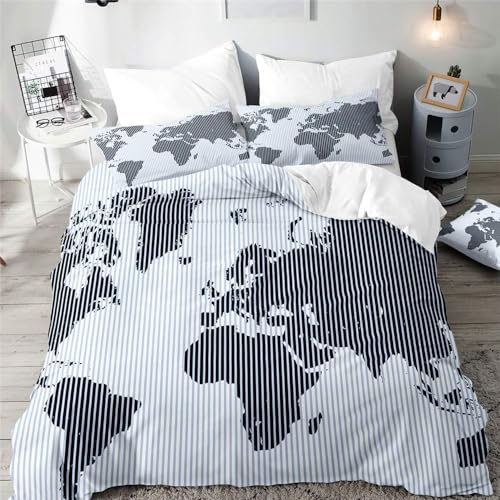 Fundas Nordica Cama 90 Mapamundi Impresi&oacute;n Suave 3D Funda de Edred&oacute;n Gris Funda N&oacute;rdica...