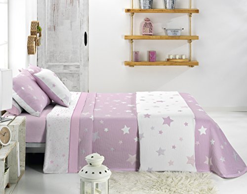TEXTILONLINE - Colcha Capa Reversible Kalo (Cama 135 cm., Color Rosa)