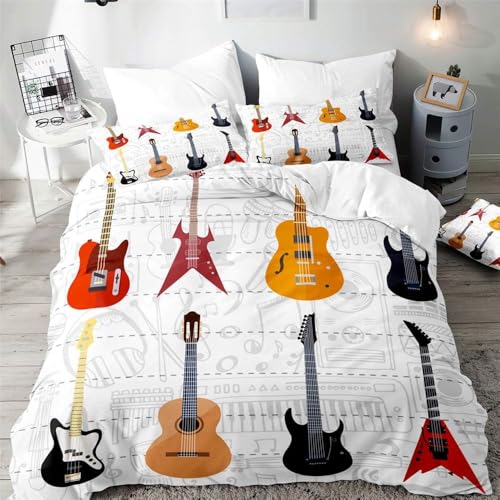 Funda Nordica Cama 90 Guitarra El&eacute;Ctrica Microfibra Suave 3D Funda N&oacute;rdica 135x200 Tema Musical...