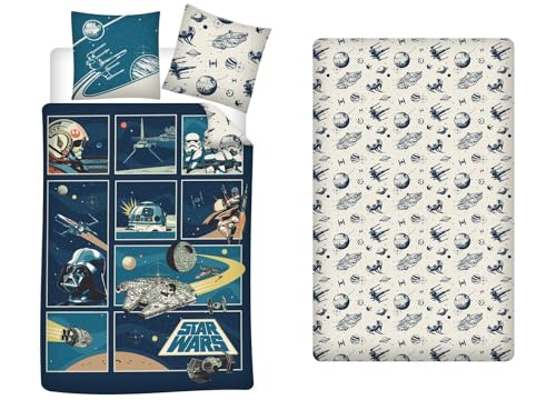 AYMAX Star Wars Classic - Juego de cama de 3 piezas para cama individual, 100% algodón, funda...