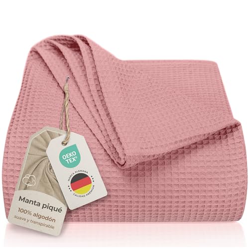LAYNENBURG Manta para Sof&aacute; Verano 150 x 200 cm - Waffle Pique 100% Algod&oacute;n - cocha Ligera de...