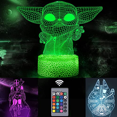 xocome Luz nocturna de Star Wars con ilusi&oacute;n 3D 3 patrones y 16 colores cambiantes apagado...