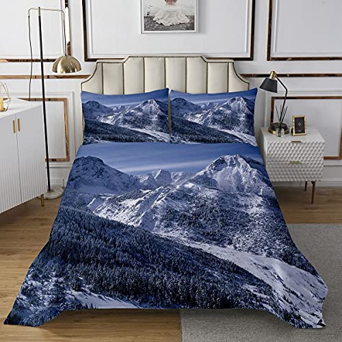 Snow Mountain - Colcha acolchada para ni&ntilde;as y ni&ntilde;os, paisajes de la naturaleza, colcha acolchada y...