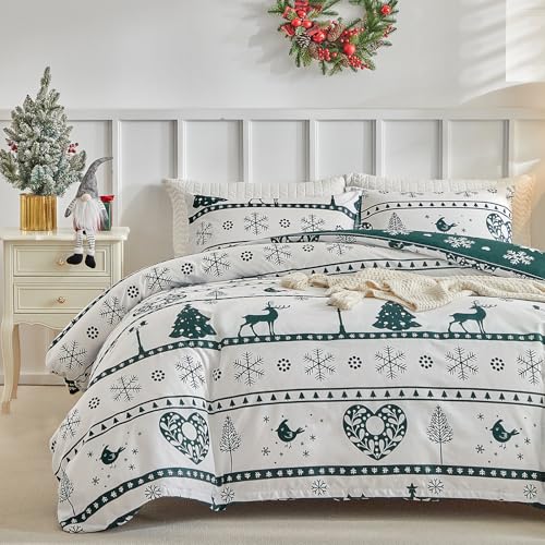 Tokokimo Navidad Funda Nordica Cama 135/150, Funda Edredon 3 Piezas con Microfibra Navidad Elements...