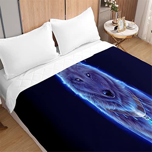 Odot 3D Lobo Patr&oacute;n Colcha Bouti Invierno Cama 90/135/150 Acolchada Colchas Cubre Cama Individual o...