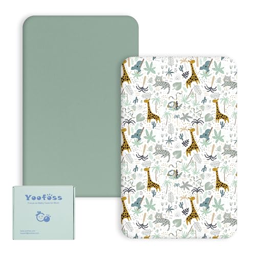 Yoofoss Juego de 2 S&aacute;banas Bajeras Ajustables para Cuna de Beb&eacute; 70x140 cm Protector de Colch&oacute;n...