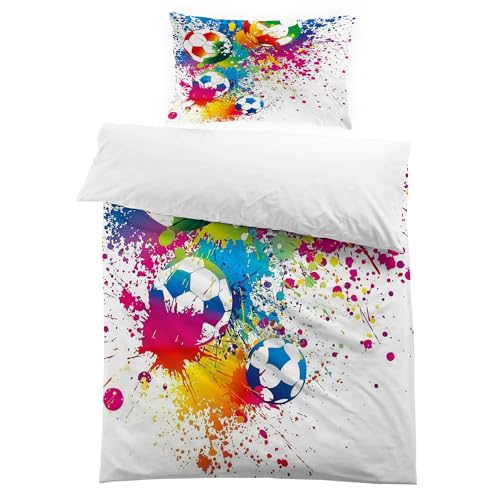 MUSOLEI Funda n&oacute;rdica F&uacute;tbol Multicolor Pintada Funda de edred&oacute;n Infantil para ni&ntilde;os Cama 90...