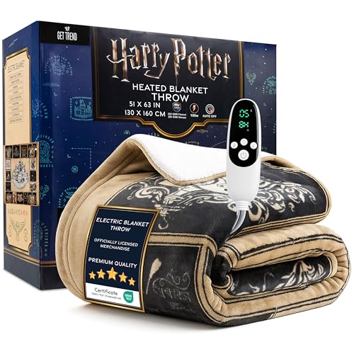 Harry Potter Manta Electrica 130x160cm, Manta Invierno Sherpa, 9 Niveles de Calor, Temporizador 12h...