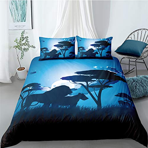 AYMAING Juego de Cama, Microfibra, 135 X 200 cm - con Motivo del Rey Le&oacute;n