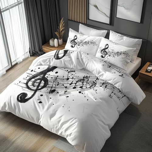 Gen&eacute;rico Funda Nordica Cama 90 Musical, Funda N&oacute;rdica Notas Musicales, Ropa de Cama 150x200, Juego...