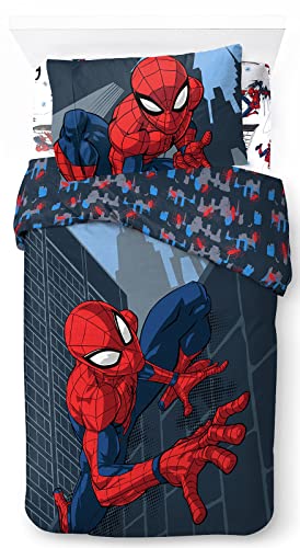 Jay Franco Marvel Spiderman El Hombre Ara&ntilde;a Juego de Ropa de Cama Infantil 3 Piezas 100% Algod&oacute;n...