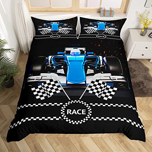 Juego de ropa de cama de coche deportivo de carreras, funda de edred&oacute;n de deportes extremos para...