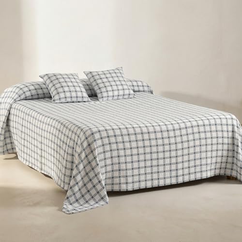 GAMUSI Colcha Cama 135/140 cm &ndash; cubrecama 235x270 cm, Bouti Ligera, Liso, Color Azul