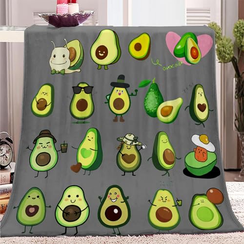 Patr&oacute;N de Aguacate de Dibujos Animados Suave y Acogedora Manta de Franela Esponjosa y C&aacute;Lida de 70...