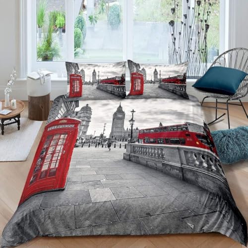 TACOKI Funda Nordica Cama 135/150 Londres, Reino Unido - Ropa de Cama Microfibra Suave, Funda...