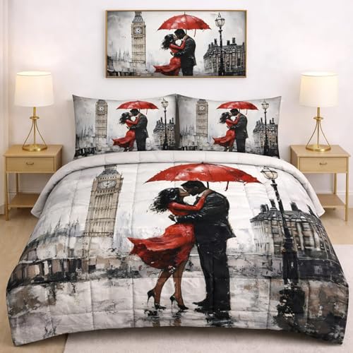 Masters House - Edred&oacute;n de invierno para cama de matrimonio con impresi&oacute;n digital HD 4 K, de...