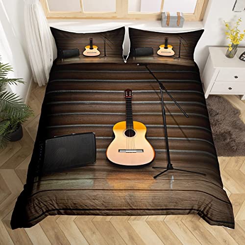 Juego de ropa de cama para guitarra, con tem&aacute;tica musical, funda de edred&oacute;n para ni&ntilde;os, ni&ntilde;as,...