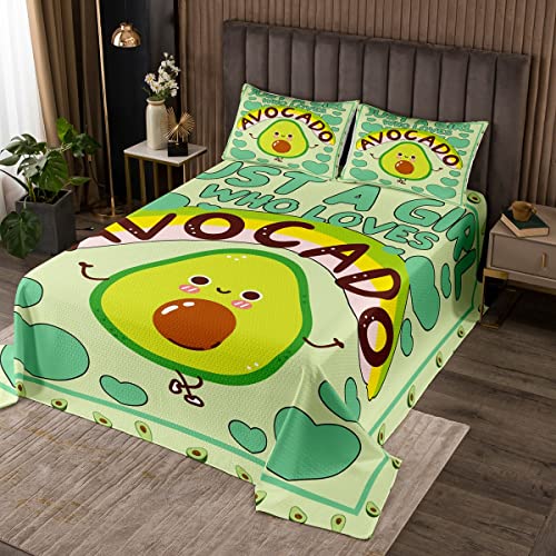 Just A Girl Who Loves - Juego de colcha de aguacate verde, bonita colcha acolchada de aguacate para...